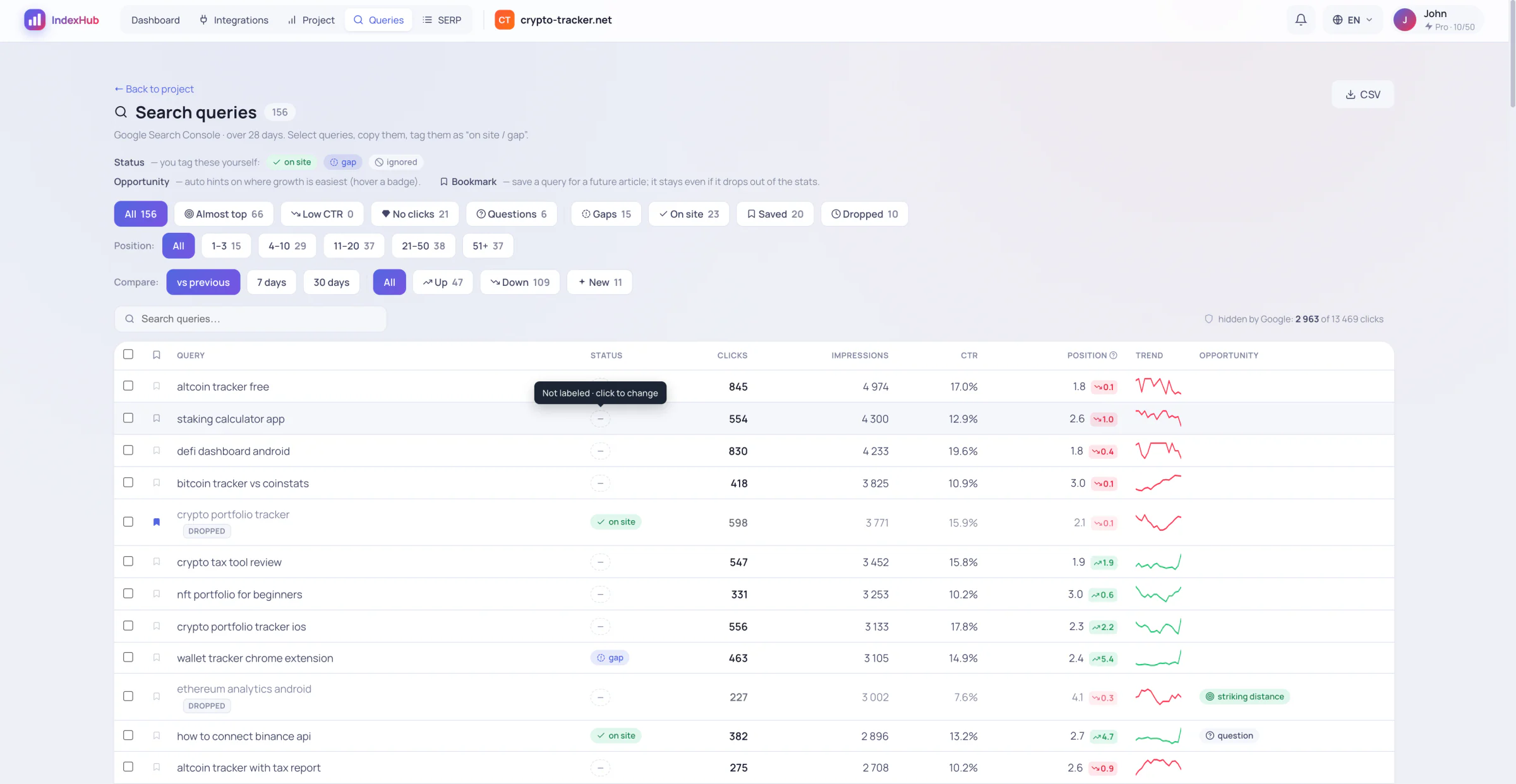 Search query tracker